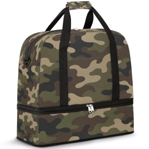 Camo Travel Duffle Bags With Shoes Compartment Weekender Overnight Bag - color: print 15