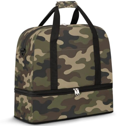 Camo Travel Duffle Bags With Shoes Compartment Weekender Overnight Bag - color: print 15