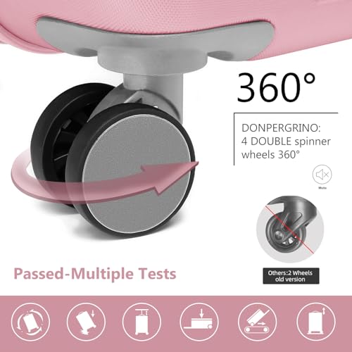 LARVENDER Luggage Sets 6 Piece Expandable Suitcases with Wheels, Pink | Smooth 360° Double Wheels, TSA-approved lock, Lightweight ABS Hardshell, Family Travel, 6-Piece Set, 18/20/24/28/DB/TB - color: Pink Blush, size: Hardside-6 Piece Set