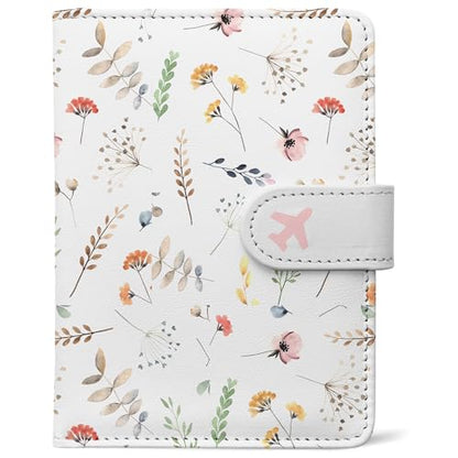 Passport Holder, Cute Travel Wallet Cover with RFID Blocking, Flower - color: A-Twig