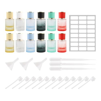 ptlsy Empty 30ml Glass Refillable Travel Perfume Spray Bottle Set, 12 Pack - size: 30ml*12pcs