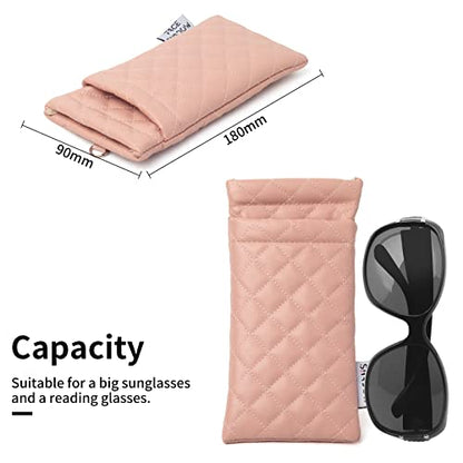 Face Shadow Double Glasses Case Soft Eyeglass Case For Women Men - color: Pu Pink