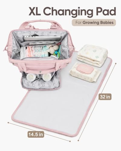 BELALIFE Backpack Diaper Bag with Changing Pad, Baby Care Organizer - color: Pink
