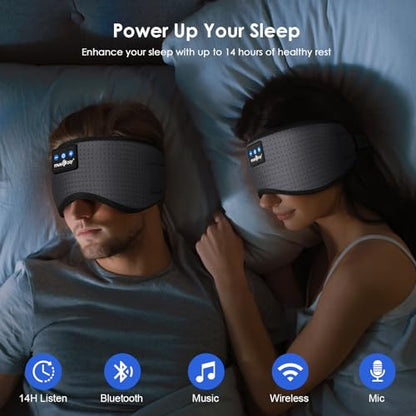 MUSICOZY Sleep Headphones Bluetooth 5.4 Sleep Mask with HD Sound - color: Gray