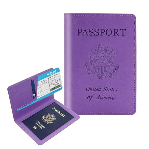Cnycmy Passport Holder for Travel,Passport Cover Case with RFID - color: Simplicity-Purple