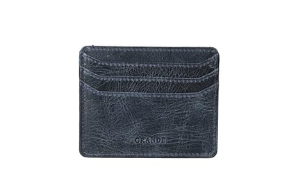 grande 3633 Genuine Leather Card Holder For Women and Men Super Slim Minimalist Small Snap Wallet (Rustic Blue) - color: Rustic Blue
