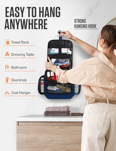 VENTURE 4TH Hanging Travel Toiletry Bag, 18 Compartments - Navy Blue - color: Navy