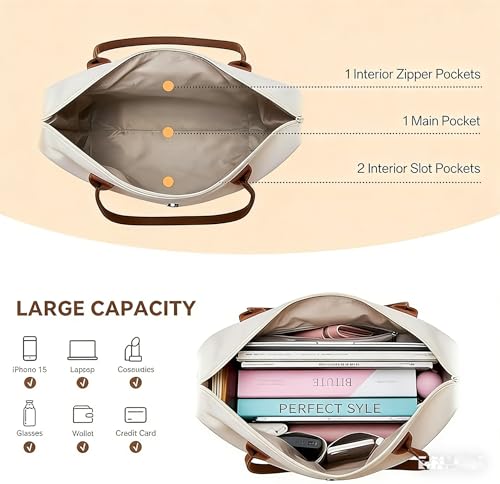 Large Work Tote Bag for Women, Everyday Commuter Shoulder Bag for Office - color: Black