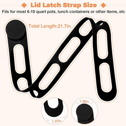 2-Pack Silicone Latch Strap with Buckle for Slow Cooker Pot, Lid, Bento Box, Universal Elastic Self-Lock Strap Tie for Curtain, Cords, Yoga Mat, Silicone Securing Strap (Black & Black) - style: Black & Black