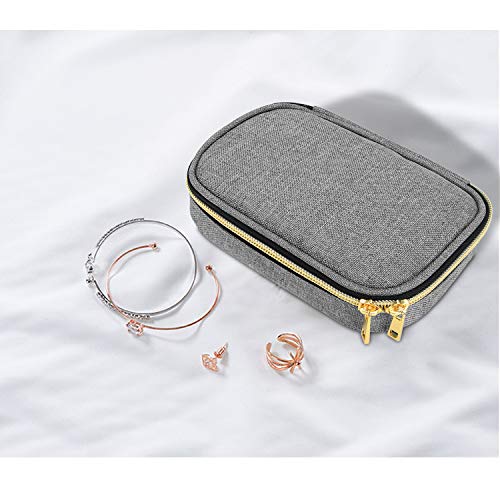 Teamoy Travel Jewelry Organizer Case, Small Jewelry Storage Bag, Gray - color: Gray