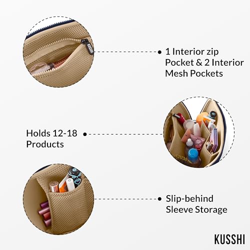 KUSSHI Neoprene Makeup Bag (Navy/Khaki) - color: Navy/Khaki