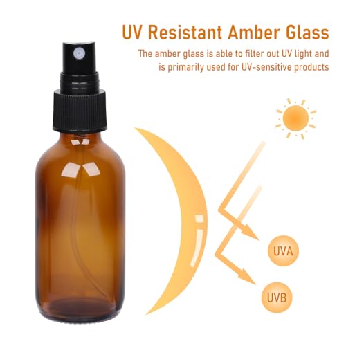 2 oz Amber Glass Spray Bottles 24 Pack, Leakproof with Durable Refillable - color: 24 Pack, size: 2 Ounces (Pack of 24)
