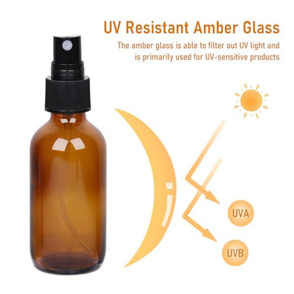2 oz Amber Glass Spray Bottles 24 Pack, Leakproof with Durable Refillable - color: 24 Pack, size: 2 Ounces (Pack of 24)