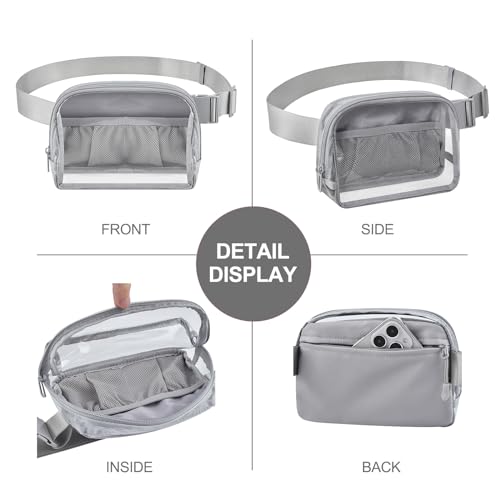 Clear Fanny Pack Stadium Approved Samll Waist Bag - color: Grey