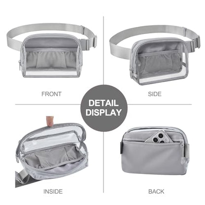 Clear Fanny Pack Stadium Approved Samll Waist Bag - color: Grey
