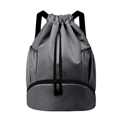 JELUTAR Drawstring Backpack Gym Bag with Shoes Pocket, Dark Grey - color: Dark Grey, size: Large