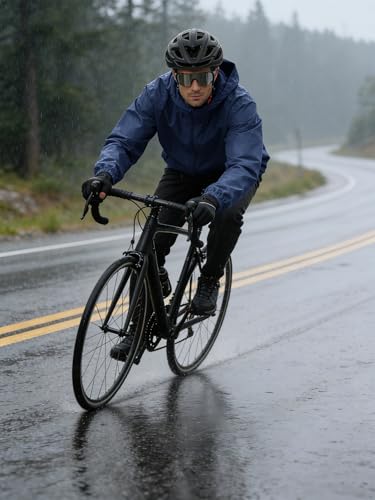 UIQUR Mens Raincoat Waterproof Rain Jacket - color: Navy Blue, size: Small