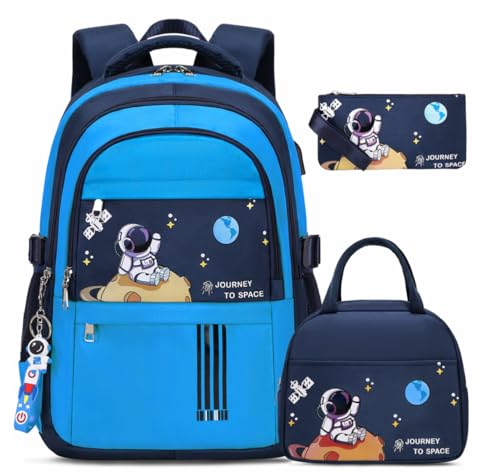 ACESAK Astronaut Backpack for Boys - Boy Backpack Schoolbag with Lunch Bag - color: Dark Blue