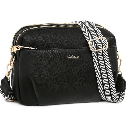 Crossbody Bag for Women Vegan Leather Handbag Purse Anti Theft RFID - color: Black