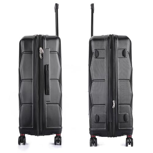 DUKAP ZONIX 3-Piece Durable Hardside Spinner Luggage Set 20/26/30in Black - color: Black, size: 3 Piece Set (20/26/30)