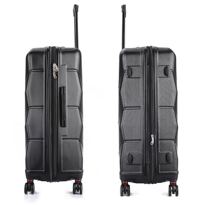 DUKAP ZONIX 3-Piece Durable Hardside Spinner Luggage Set 20/26/30in Black - color: Black, size: 3 Piece Set (20/26/30)