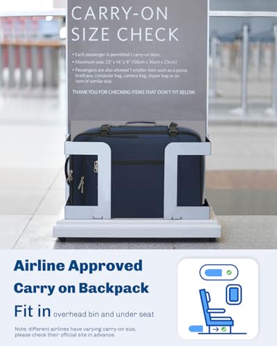 Hynes Eagle 38L Flight Approved Backpack Carry On Travel Bag for Men Women - color: Dark Blue