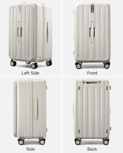 Hanke 28 Inch Top Opening Expandable Extra Large Luggage With TSA Lock，114L - color: Ivory White, size: 28 Inch