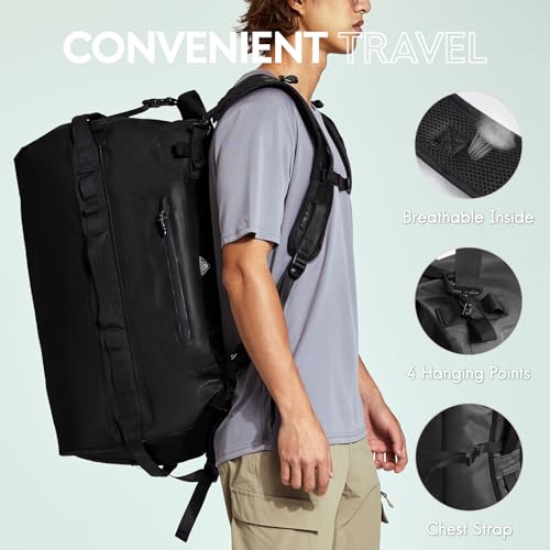 Haimont IPX7 Waterproof Roll-Top Dry Duffel Backpack Bag - color: Black, size: 60L