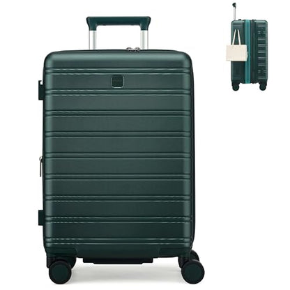 MILADA 24-Inch Hardside Expandable Medium Checked Luggage Suitcase, Green - color: Blackish Green, size: Checked Medium 24 inch