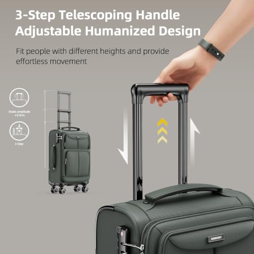 SHOWKOO Luggage Sets 3 Piece Softside Expandable Durable Suitcase Sets - color: Armygreen