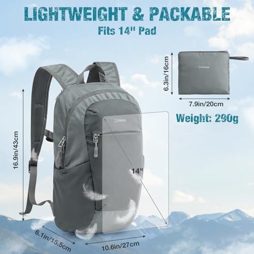 G4Free 18L Lightweight Packable Hiking Backpack for Men Women - color: Grey