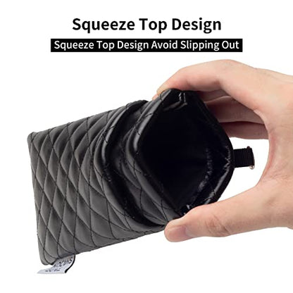 Face Shadow Double Glasses Case Soft Eyeglass Case For Women Men - color: Pu Black