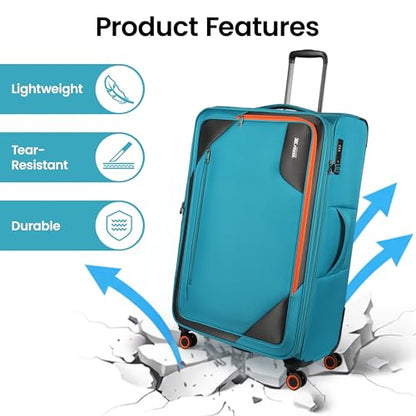 Suitcases w/Wheels 32 inch Luggage,Large Softside Suitcase - color: SkyBlue, size: Checked-Extra Large 32-Inch