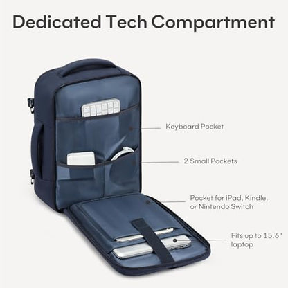 mibasies 30L Airline Approved Travel Carry On Backpack, fit 15.6" Laptop - color: Navy, size: Large
