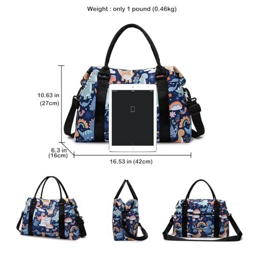 Travel Duffle Bag Weekender Overnight Gym Bag for Women, Rainbow Cats - color: Rainbow Cats