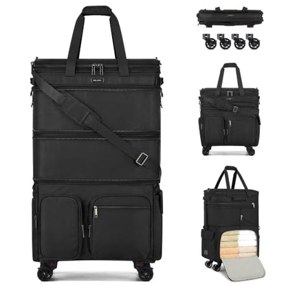 MILADA Expandable Luggage Bags for Travel Large Suitcases with Wheels - color: Black