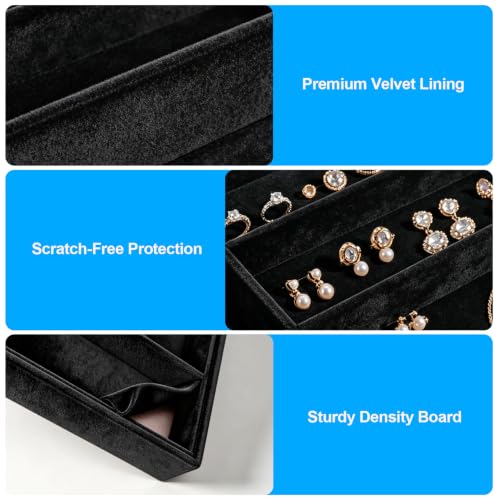 Velvet Sunglass Tray, Suitable For Dresser And Drawer, Black - color: Black