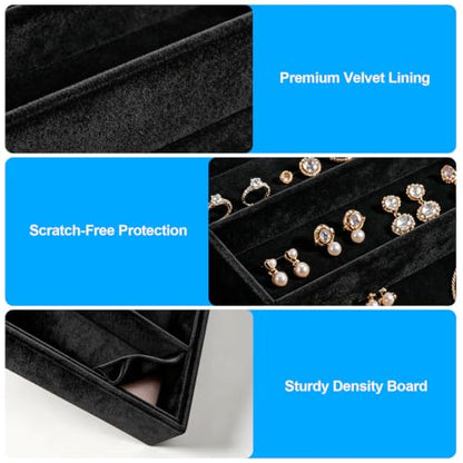 Velvet Sunglass Tray, Suitable For Dresser And Drawer, Black - color: Black