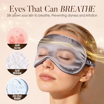 LULUSILK Mulberry Silk Sleep Eye Mask for Sleeping Women Men, Charcoal Gray - color: Charcoal Gray