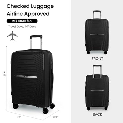 25" Checked Luggage Hardside Suitcase Expandable 20% - color: Black, size: Checked-Medium 25-Inch