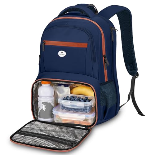 MATEIN Laptop Backpack with Cooler Compartment, Large Meal Prep Backpack - color: Blue-orange, size: 17 Inch