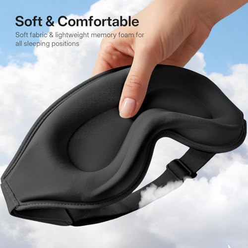 LitBear Sleep Mask for Lash Extension, Blackout Sleeping Mask for Women Men - color: Black
