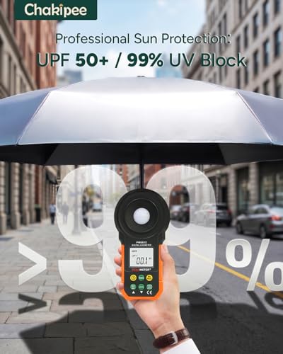 UPF 50+ UV Umbrella for Sun Protection, 42/46 Inch Silver Compact Travel Umbrella Windproof, Under 0.9 Pound Folding with Auto Open Close Portable UV Blocking - color: Silver - 42inch