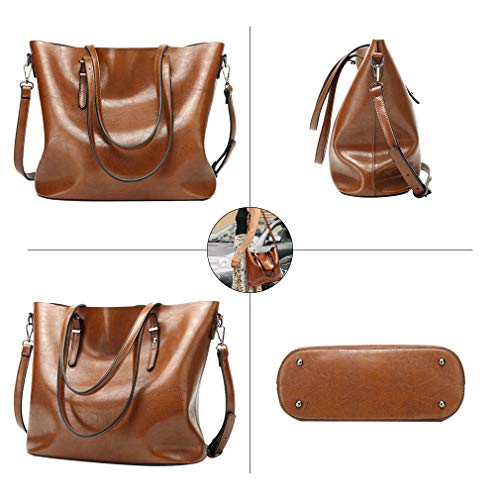 Pahajim Womens PU Leather Tote Handbag Shoulder Purse with Crossbody Strap - color: 2red