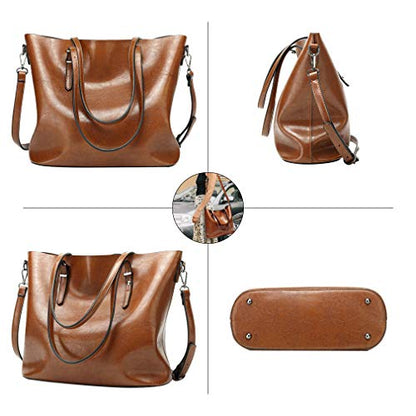 Pahajim Womens PU Leather Tote Handbag Shoulder Purse with Crossbody Strap - color: 2red