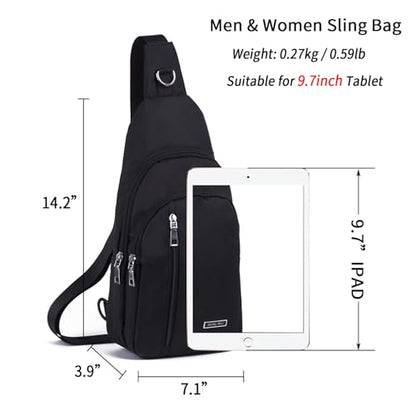 Seoky Rop Small Sling Bag Crossbody for Men Women One Strap Shoulder Cross Body Bag Sling Backpack for Travel - color: Black