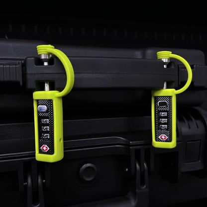 LAFENLIN TSA Padlock 4-Pack for Gun Cases, 3-Dial Combo Lock, Lime | TSA-approved Gun Case Lock for Rifle & Pistol Cases (No Key). Sturdy Alloy Body, Cut-resistant Steel Shaft, Weatherproof - color: Lime