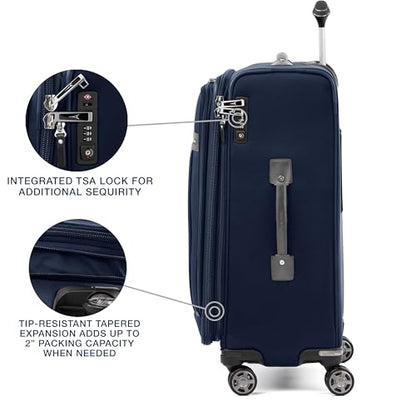 Travelpro Platinum Elite Checked Luggage Spinner, Dark, 25-Inch - color: Dark Blue, size: Checked-Medium 25-Inch