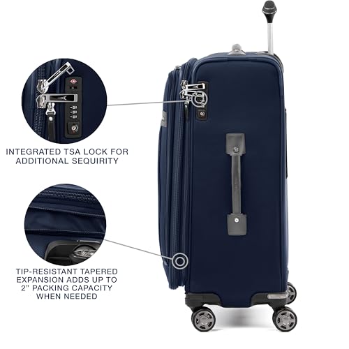 Travelpro Platinum Elite Checked Luggage Spinner, Dark, 25-Inch - color: Dark Blue, size: Checked-Medium 25-Inch