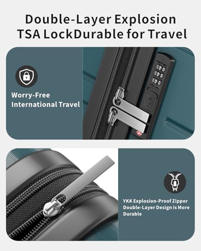 3 Piece Expandable Luggage Set with Spinner Wheels Hardshell Suitcase Set - color: Cyan
